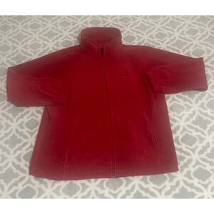 Columbia Womens 1X Red Full Zip Fleece Jacket Mock Neck Plus Size Outdoor Soft